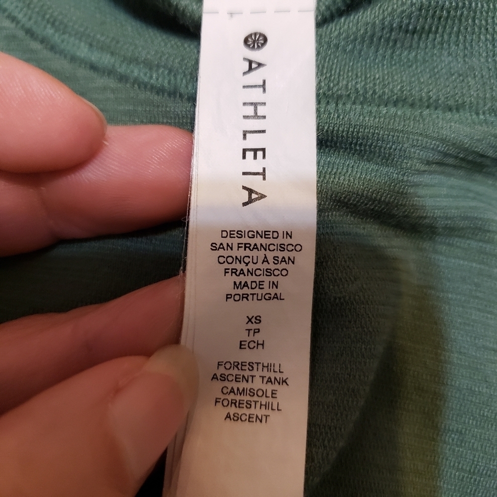 Athleta Green Ruched Sleeveless Tank Top Size XS - Picture 3 of 5